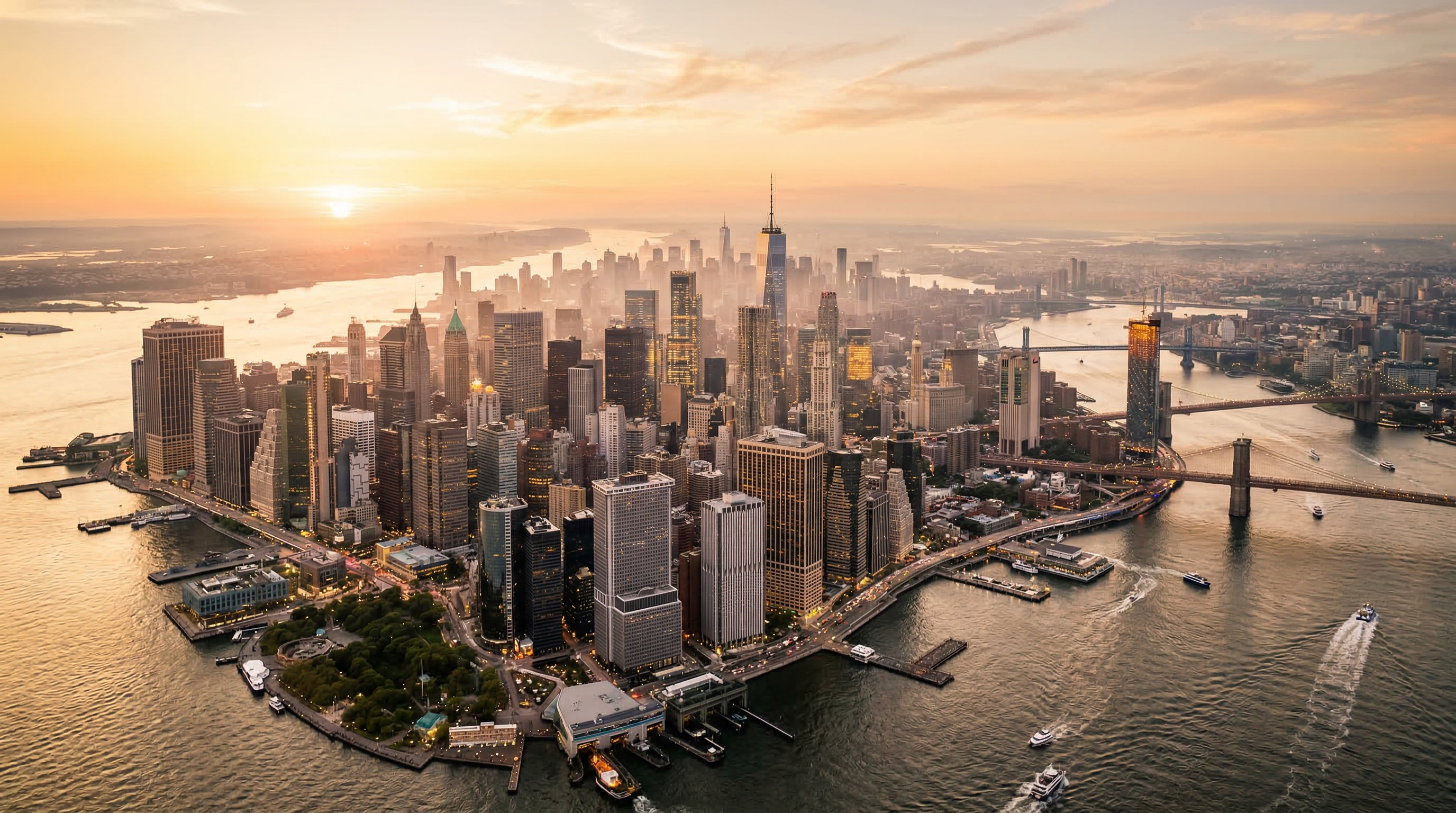 City skyline at golden hour
